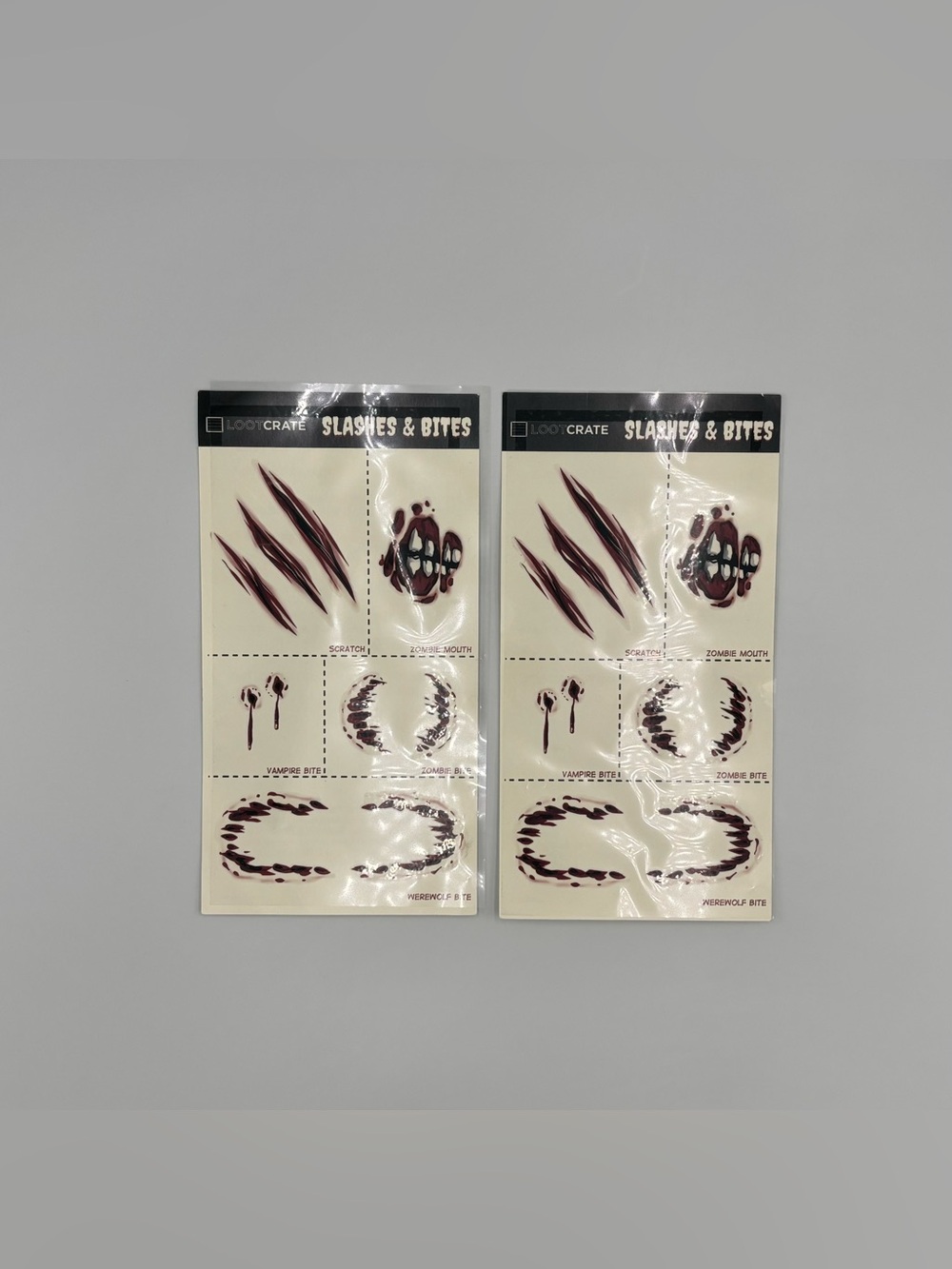 RARE NEW LootCrate Exclusive Temporary Tattoos Slashes & Bites Scary Halloween